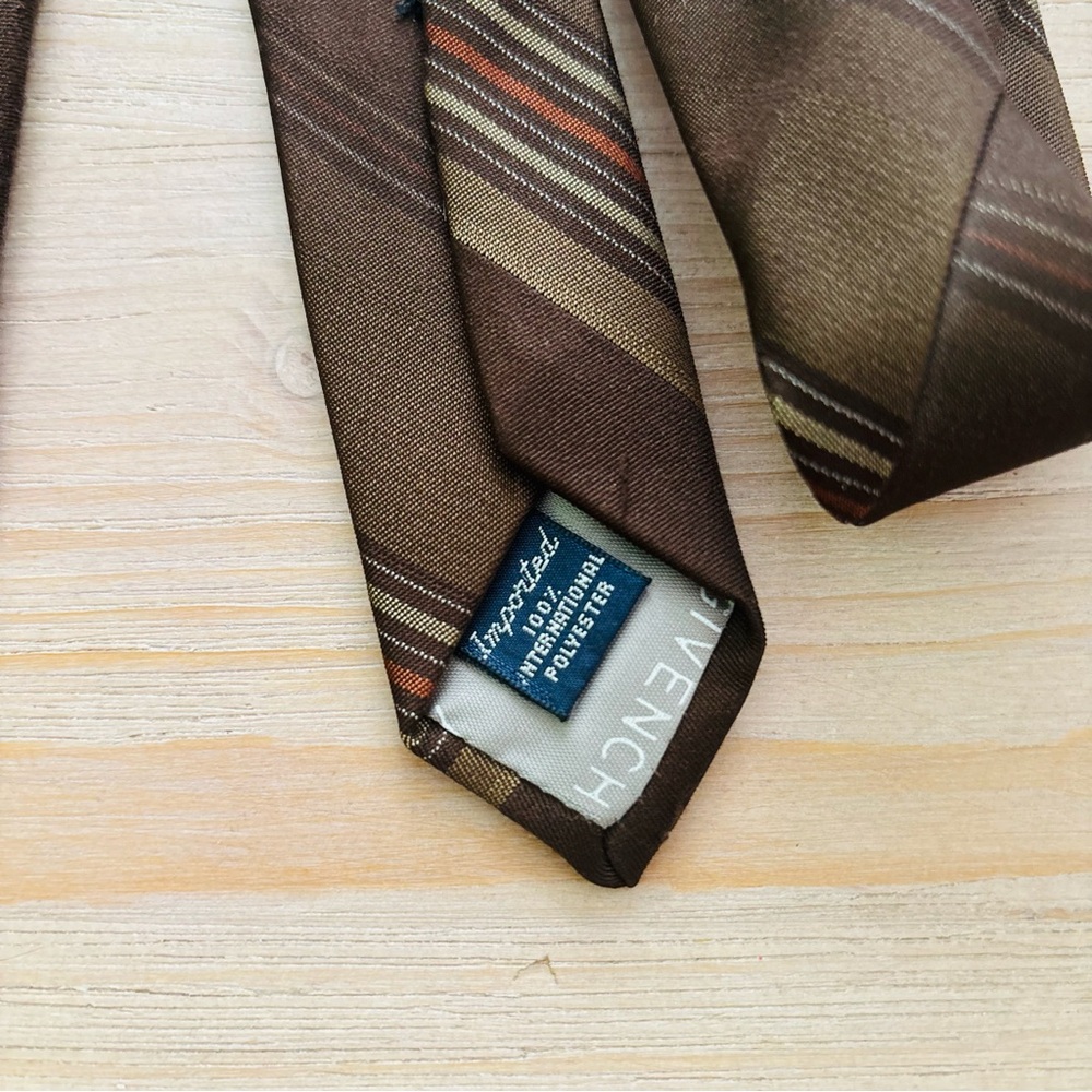 Givenchy Vintage Mens Brown Polyester Standard Tie Designer Luxury Striped - Picture 6 of 7